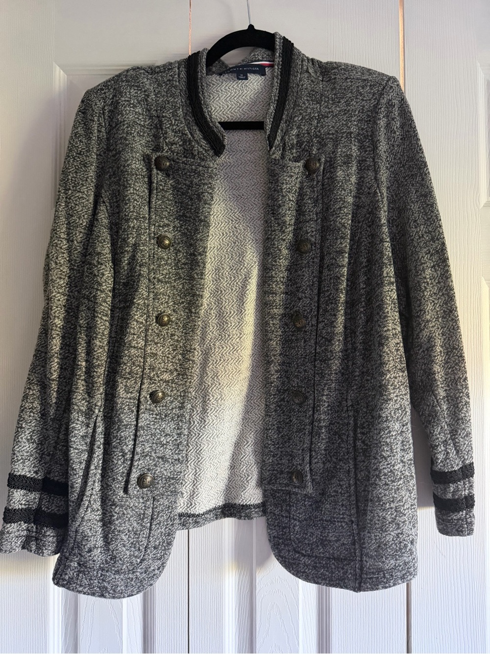 Tommy Hilfiger Gray Tweed Military-Style Blazer